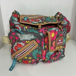 Lily Bloom Floral Backpack Purse Recycled Polyester Drawstring Shoulder Bag